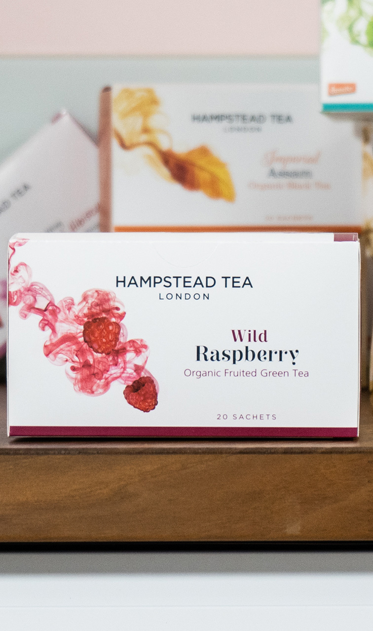 Hampstead Tea - Wild Raspberry | zielona herbata bio | 20 saszetek