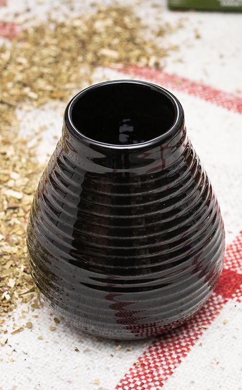 Tykwa - Ceramiczna miodowo czarna | naczynie do yerby | 250 ml