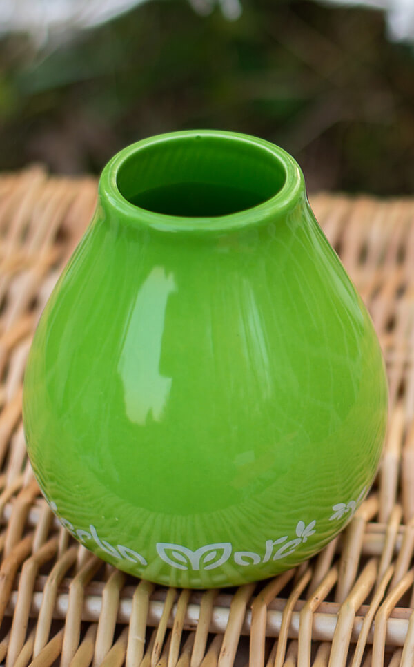 Tykwa Ceramiczna - zielona | z biaÅ‚ym wzorem - 350ml